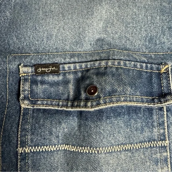 VTG Sean John Jacket Men Blue Denim Pearl Snap Button Pockets Cowboy. - Picture 5 of 14